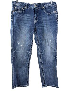 Miss Me Sz 30 (Actual 33x23) Boyfriend Capri Cotton/Lyocell  Destroyed GUC